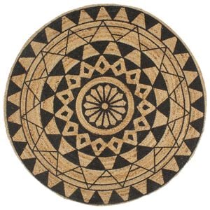 vidaXL h&aring;ndlavet t&aelig;ppe med sort print jute 120 cm