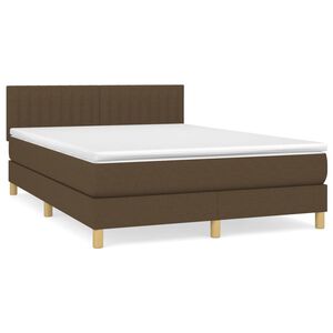 vidaXL kontinentalseng med madras 140x190 cm stof m&oslash;rkebrun