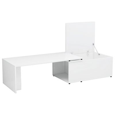 vidaXL sofabord 150x50x35 cm konstrueret træ hvid højglans