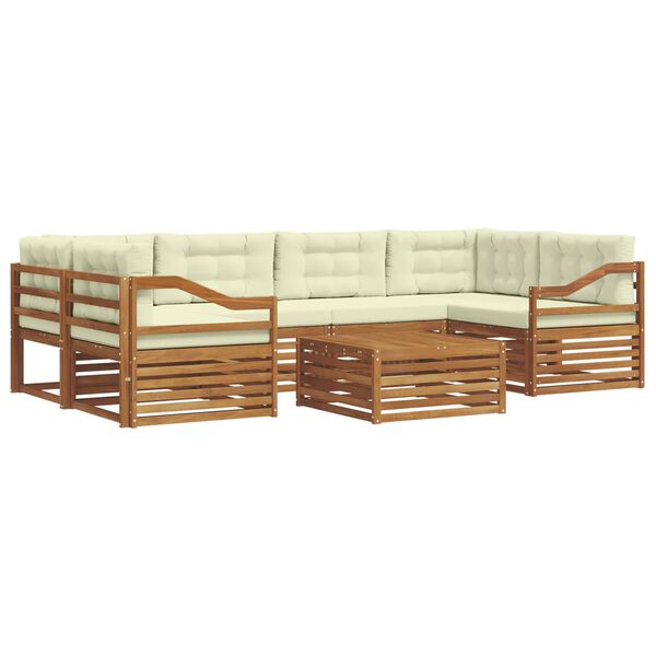 vidaXL Udend&oslash;rs sofagruppe med pude 7 pcs Naturlig og Fl&oslash;de