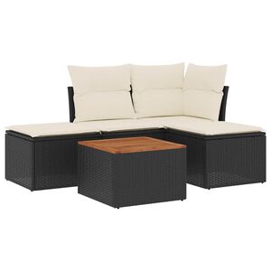 vidaXL sofas&aelig;t til haven 5 dele med hynder polyrattan sort