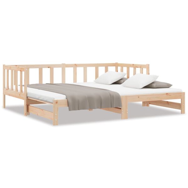 vidaXL daybed med udtræk 2x(90x200) cm massivt fyrretræ