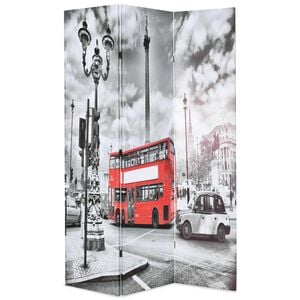 vidaXL foldbar rumdeler 120 x 170 cm London bus sort og hvid