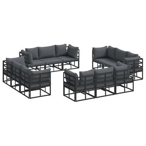 vidaXL Havesofa S&aelig;t 12 pcs Sort Metal