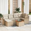 vidaXL Havesofa S&aelig;t med opbevaring 7 pcs Beige og creme polyrattan