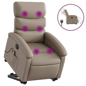 vidaXL massagestol med l&oslash;ftefunktion kunstl&aelig;der cappuccinofarvet