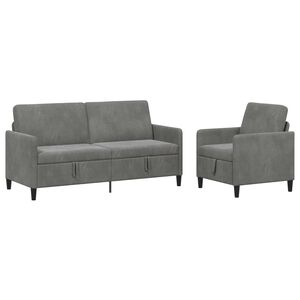 vidaXL Sofa s&aelig;t med opbevaring 2 stk. M&oslash;rkegr&aring; Polyester