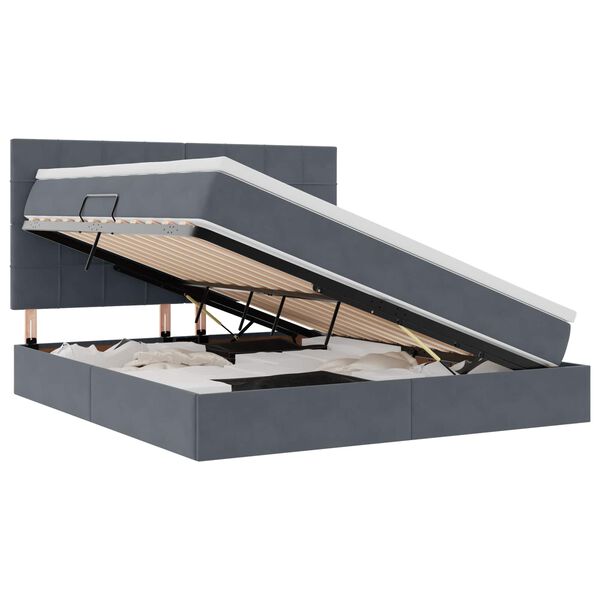 vidaXL Seng med opbevaring og LED med LED M&oslash;rkegr&aring; 160 x 200 cm Fl&oslash;jl