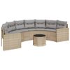 vidaXL havesofa med bord og hynder halvrund polyrattan beige