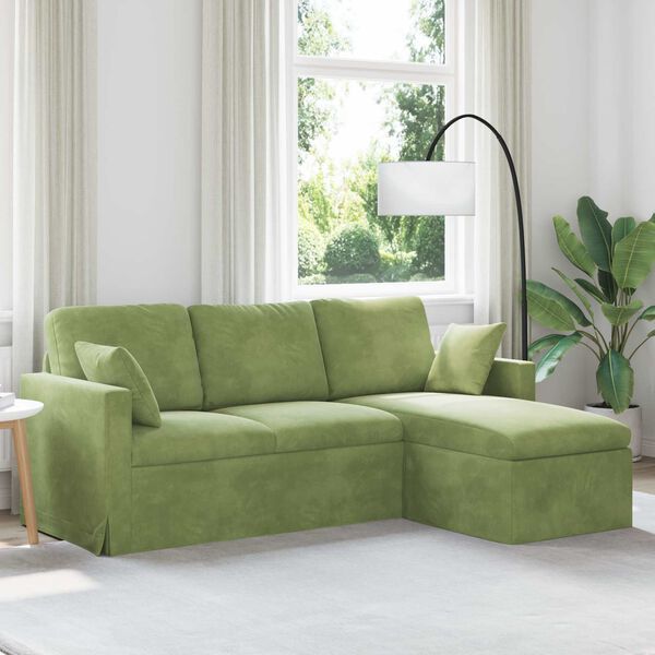vidaXL Sofa Lys gr&oslash;n 198 x 134 x 80 cm Fl&oslash;jl