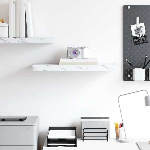 vidaXL V&aelig;ghylde V&aelig;gmonteret Hvid marmor 50 x 23 x 4 cm Konstrueret tr&aelig;