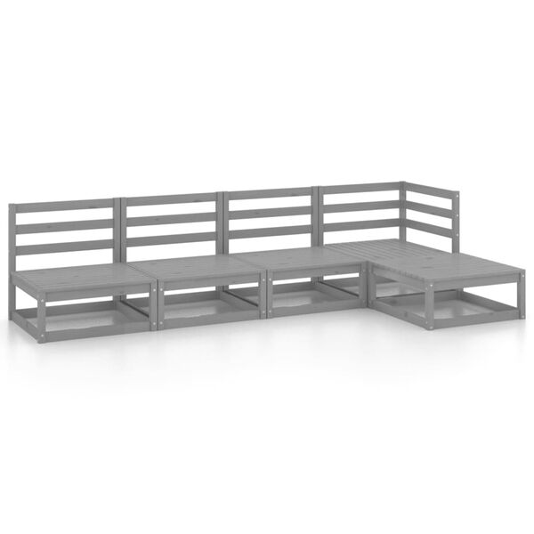 vidaXL lounges&aelig;t til haven 5 dele massivt fyrretr&aelig; gr&aring;