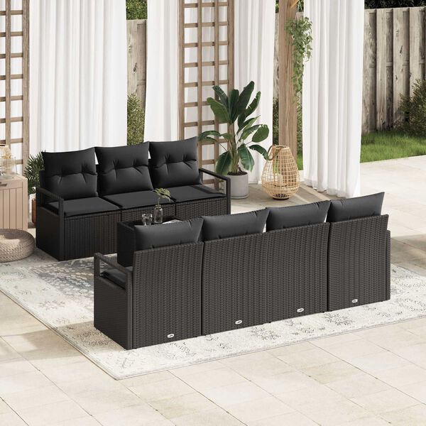 vidaXL Sofa Sæt 8 pcs Sort polyrattan