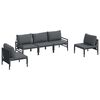 vidaXL Havesofa S&aelig;t med pude 5 pcs Sort St&aring;l