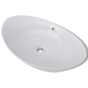 vidaXL h&aring;ndvask keramisk oval med overl&oslash;b 59 x 38,5 cm