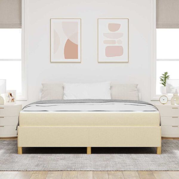 vidaXL Sengestel med madras Creme 180 x 200 cm Stof