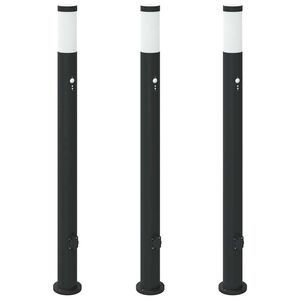 vidaXL pullertlamper med sensor og stikkontakt 3 stk. 110 cm rustfrit st&aring;l IP44