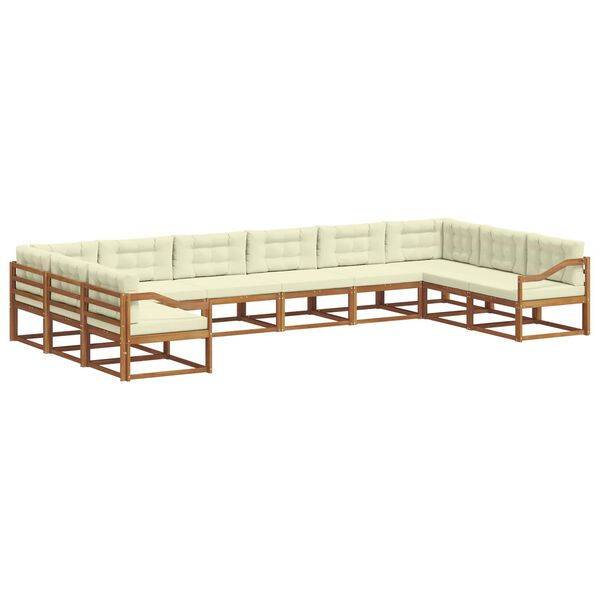 vidaXL Udend&oslash;rs sofagruppe med pude 10 pcs Naturlig og Fl&oslash;de