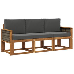 vidaXL Udend&oslash;rs sofagruppe med pude 3 pcs Naturlig og Antracit