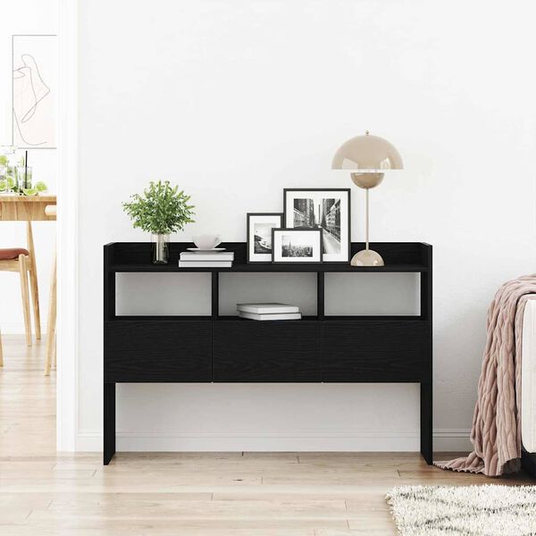 vidaXL Sideboard med skuffe Sort eg 105 x 30 x 70 cm Konstrueret træ