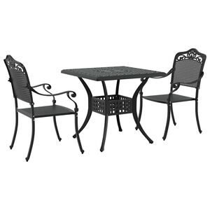 vidaXL Havebord s&aelig;t 3 pcs Sort Gustt aluminium