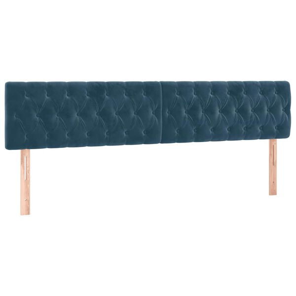 vidaXL sengegavl med LED-lys 200x7x78/88 cm velour m&oslash;rkebl&aring;