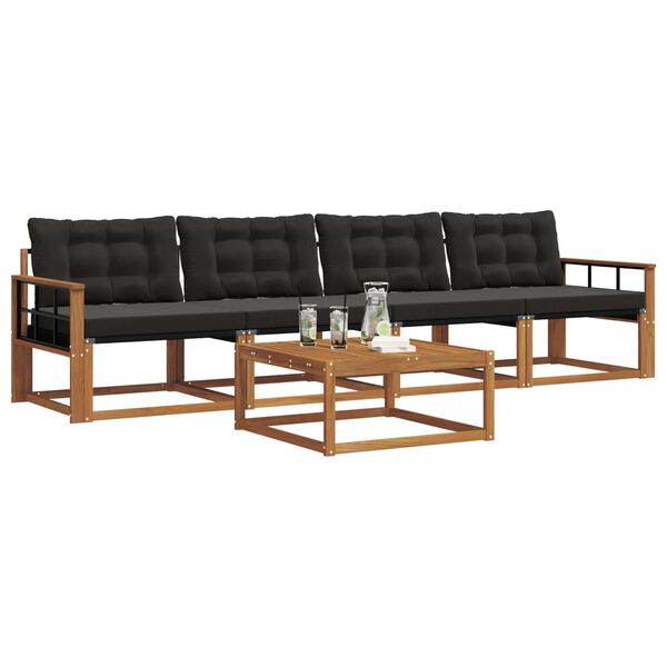 vidaXL Udend&oslash;rs sofagruppe med pude 5 pcs Naturlig og sort