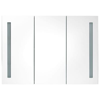 vidaXL badeværelsesskab med spejl + LED-lys 89x14x62 cm grå