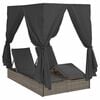 vidaXL Dobbelt solstol med gardiner Gr&aring; 205 x 129 x 200 cm polyrattan