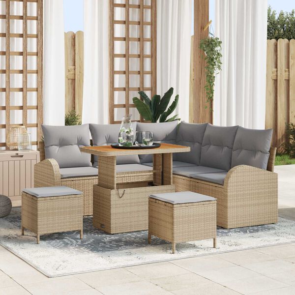 vidaXL Havesofa Sæt med pude 8 pcs Beige Poly rattan