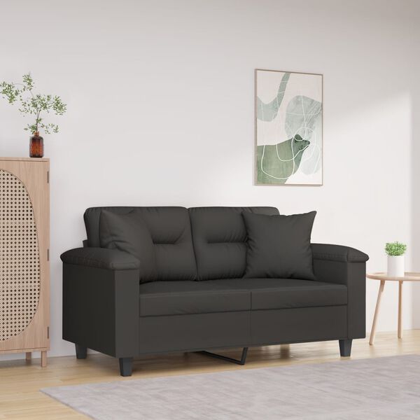 vidaXL 2-personers sofa m. puder hynder 120 cm mikrofiberstof m&oslash;rkegr&aring;
