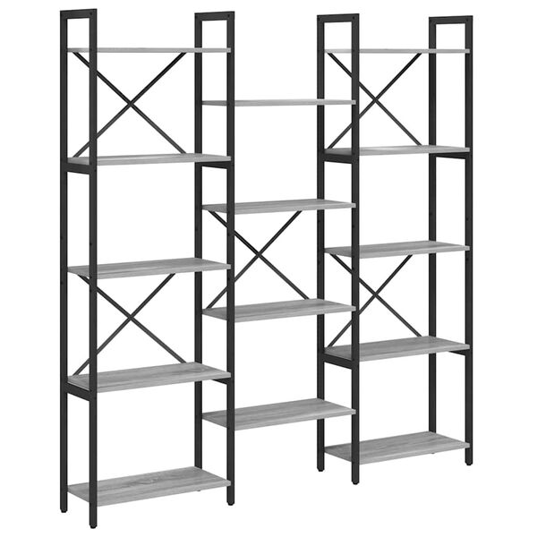 vidaXL Bogreol Gr&aring; sonoma-eg 156 x 25 x 167 cm Konstrueret tr&aelig;