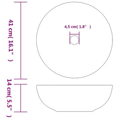vidaXL håndvask til bordplade Φ41x14 cm rund keramik grå