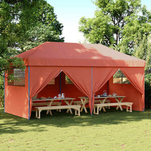 vidaXL foldbart pop-up festtelt med 4 sidev&aelig;gge terracotta
