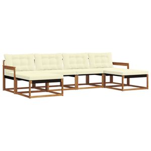vidaXL Udend&oslash;rs sofagruppe med pude 6 pcs Naturlig og Fl&oslash;de