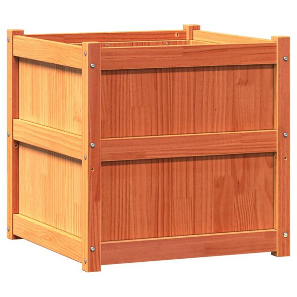 vidaXL plantekasse 60x60x60 cm massivt fyrretræ gyldenbrun
