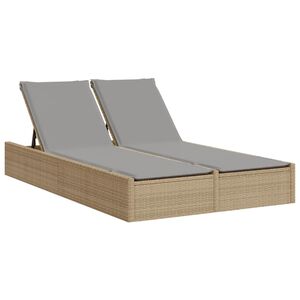 vidaXL solseng med hynder polyrattan beige