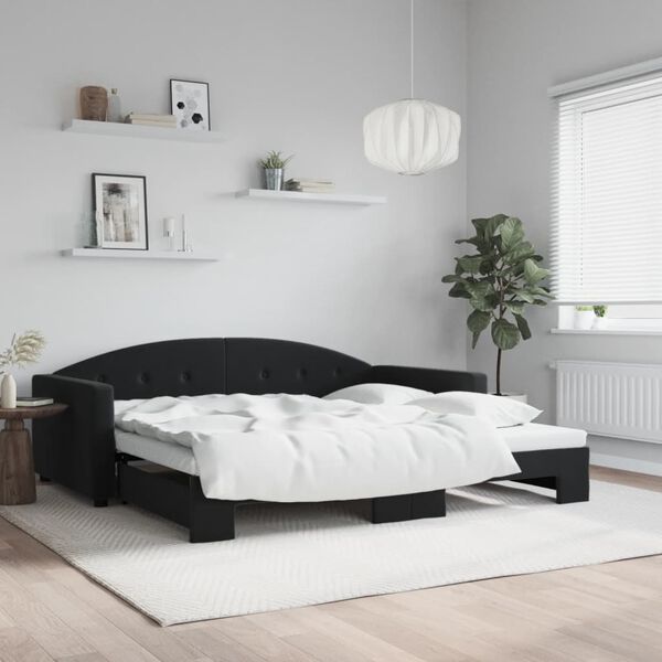 vidaXL daybed med udtr&aelig;k 100x200 cm velour sort