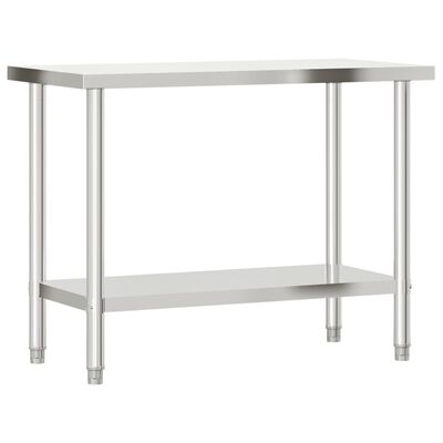 vidaXL køkkenbord med tophylde 110x55x120 cm rustfrit stål