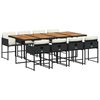 vidaXL spisebordss&aelig;t til haven 9 dele med hynder polyrattan sort