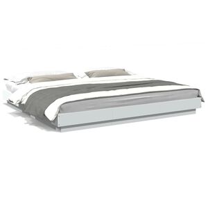 vidaXL sengeramme med LED-lys 200x200 cm konstrueret tr&aelig; hvid