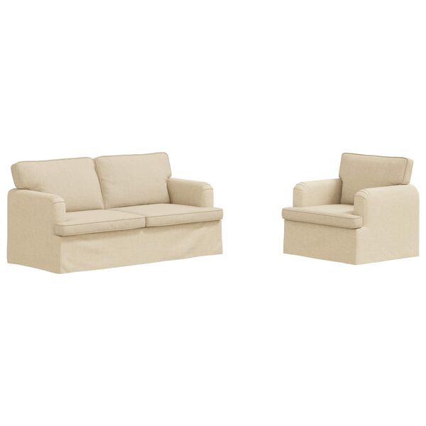 vidaXL Sofa 2 pcs Creme 162 x 80 x 85 cm Stof