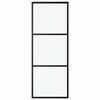vidaXL skyded&oslash;r 3-panel 76x205 cm sikkerhedsglas og aluminium sort