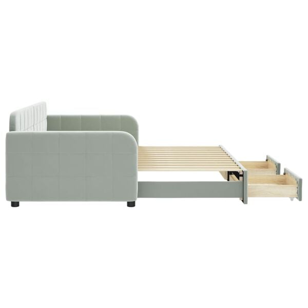 vidaXL daybed med udtræk og skuffer 90x200 cm velour lysegrå