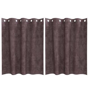 vidaXL Velour Gardiner 2 stk. Brun 140 x 140 cm Fl&oslash;jl