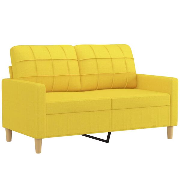 vidaXL 2-personers sofa med pyntepuder 120 cm stof lysegul