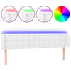 vidaXL sengegavl med LED-lys 163x16x78/88 cm kunstl&aelig;der hvid