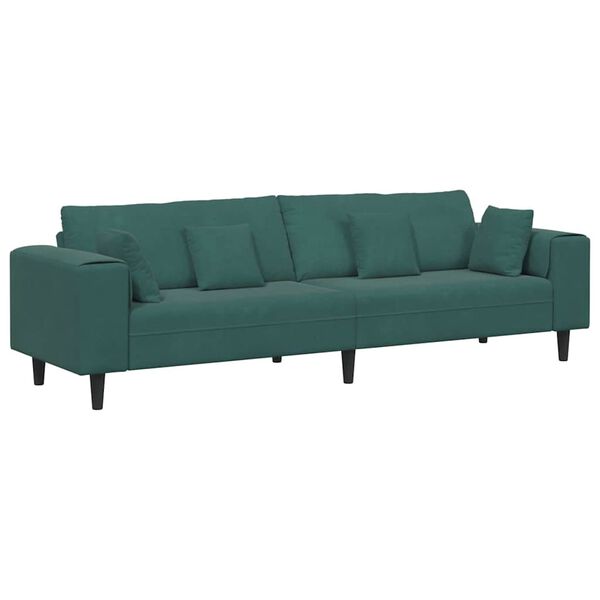 vidaXL Sofa med pude Mørkegrøn 250 x 77 x 76 cm Fløjl
