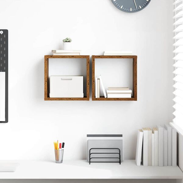 vidaXL Væghylder 2 pcs Gammelt træ 26 x 15 x 26 cm Konstrueret træ