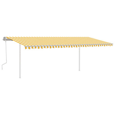 vidaXL markise m. stolper 6x3 m manuel betjening gul og hvid